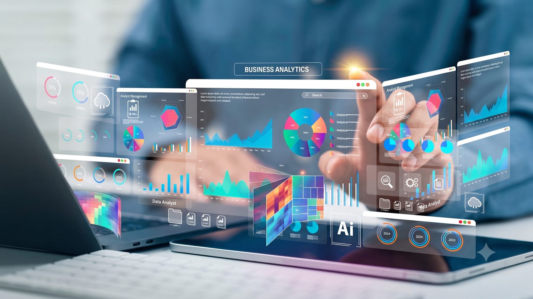 Business analysis dashboards and KPI charts